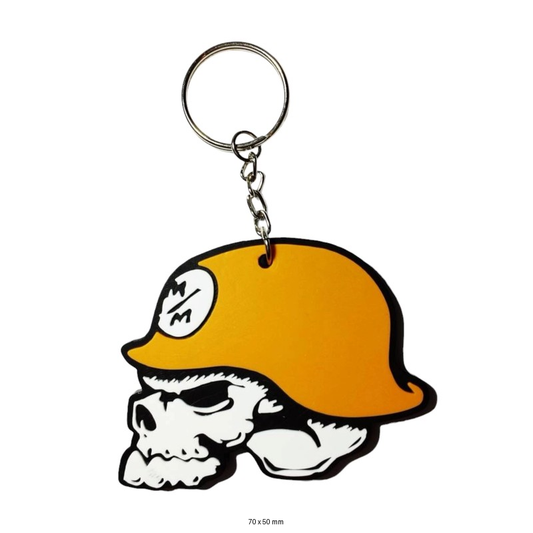 Skull Beige Helmet Keychain | Unique Biker Design