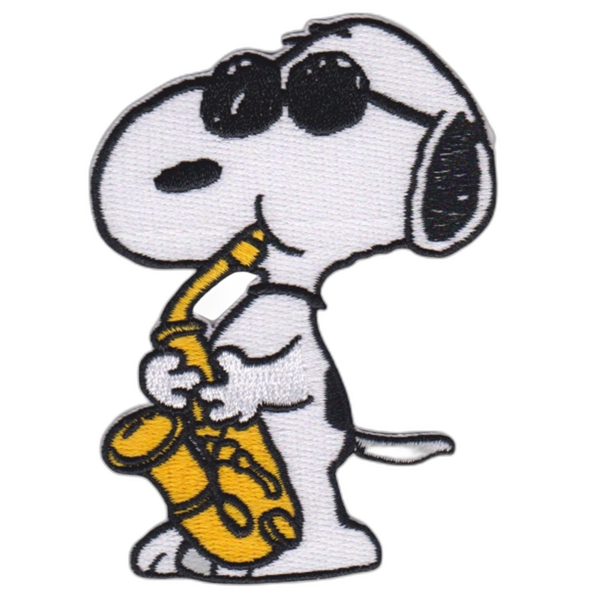 Snoopy Saxophone Iron-On Patch - Embroidered Comic Design