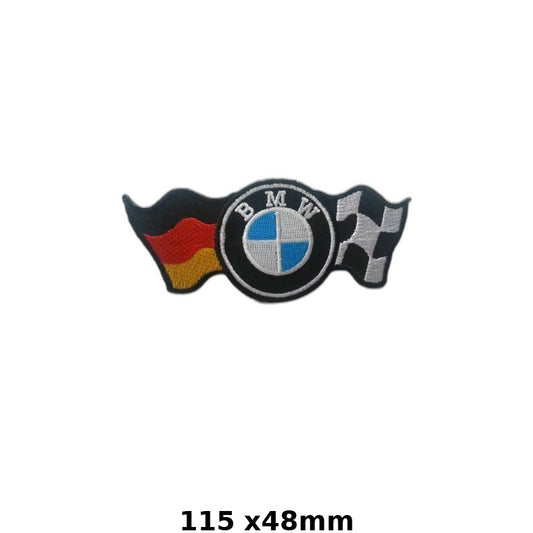 BMW Logo with German Flag and Checkered Flag Iron-On Patch