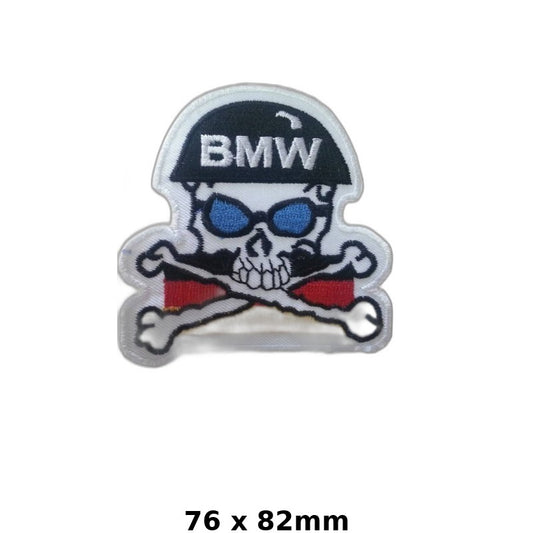 BMW Skull with German Flag Iron-On Patch