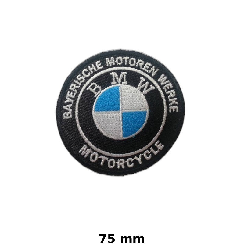BMW Motorcycle Logo Embroidered Iron-On Patch 75mm