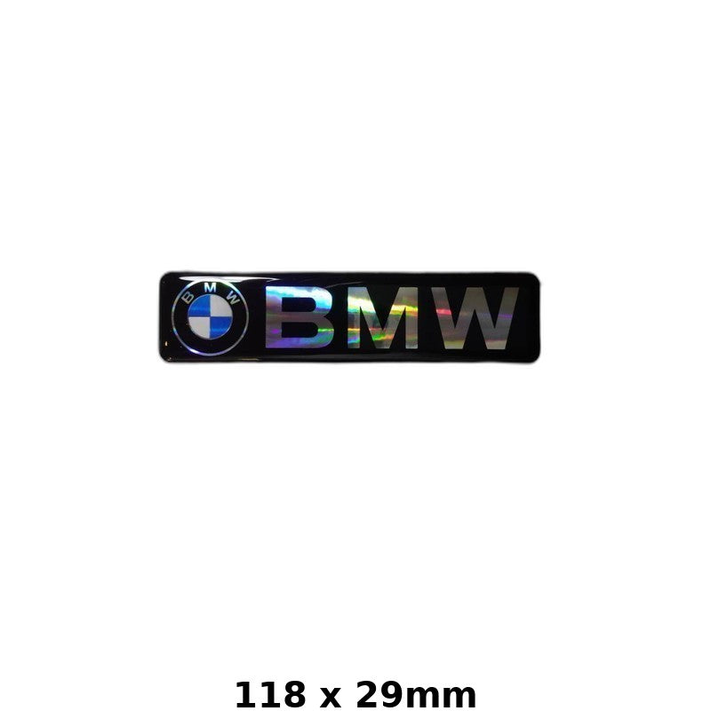 BMW 3D Black Sticker with Logo and Text, 118x29mm